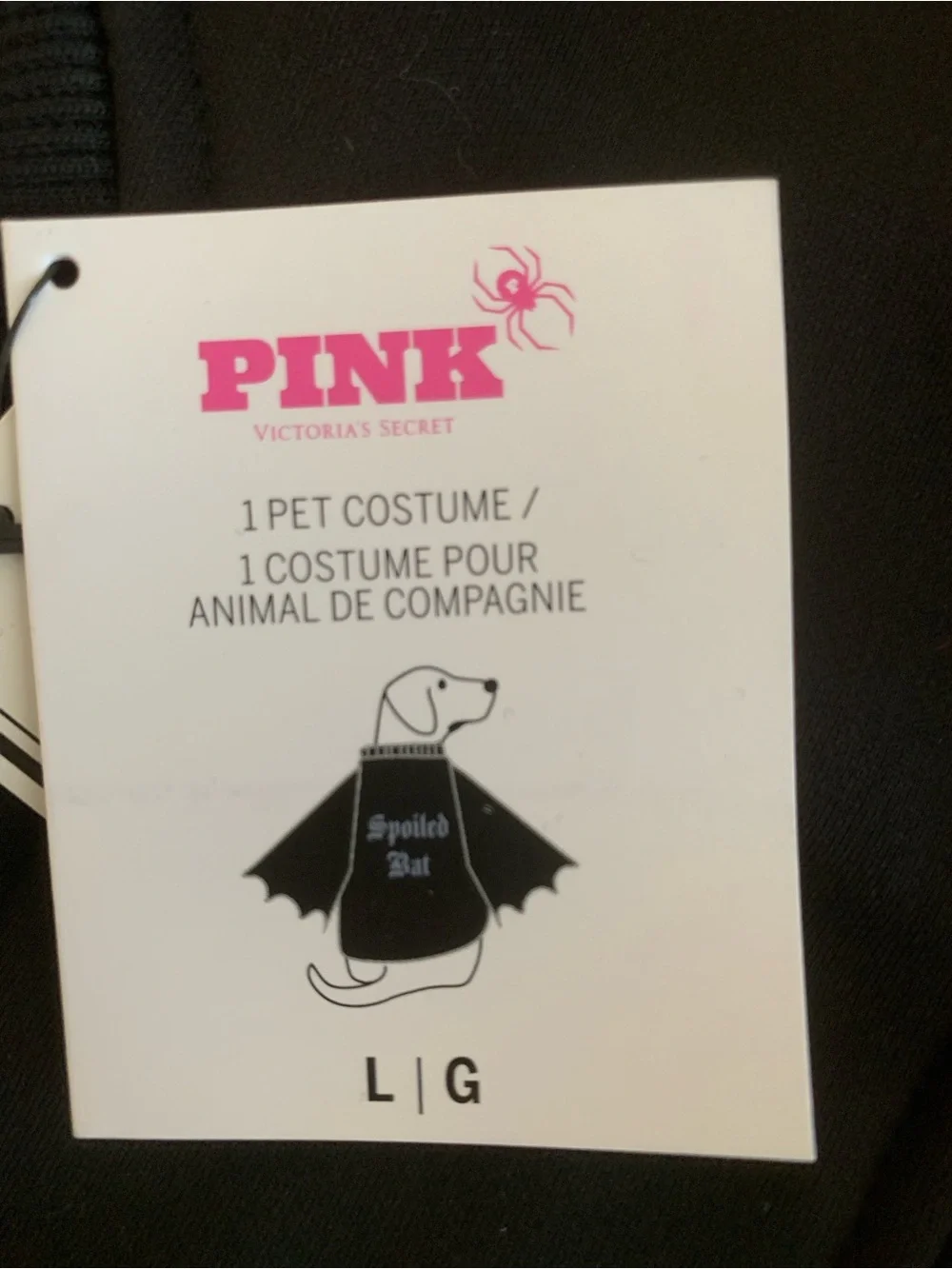 Victoria's Secret PINK Spoiled Bat Halloween Pet Costume Dog Hoodie Large NWT